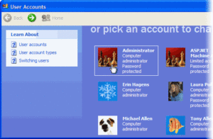 User Accounts window with account name selected
